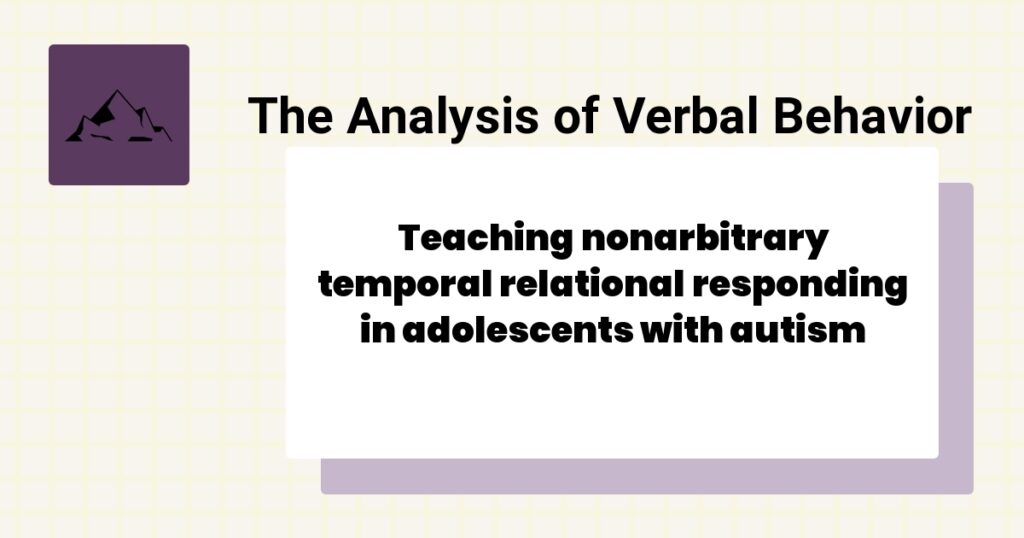 Teaching nonarbitrary temporal relational responding in adolescents with autism 2 Teaching nonarbitrary temporal relational responding in adolescents with autism