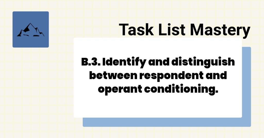 B.3. Identify and distinguish between respondent and operant conditioning.-