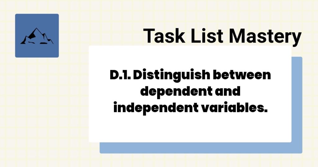 D.1. Distinguish between dependent and independent variables.-