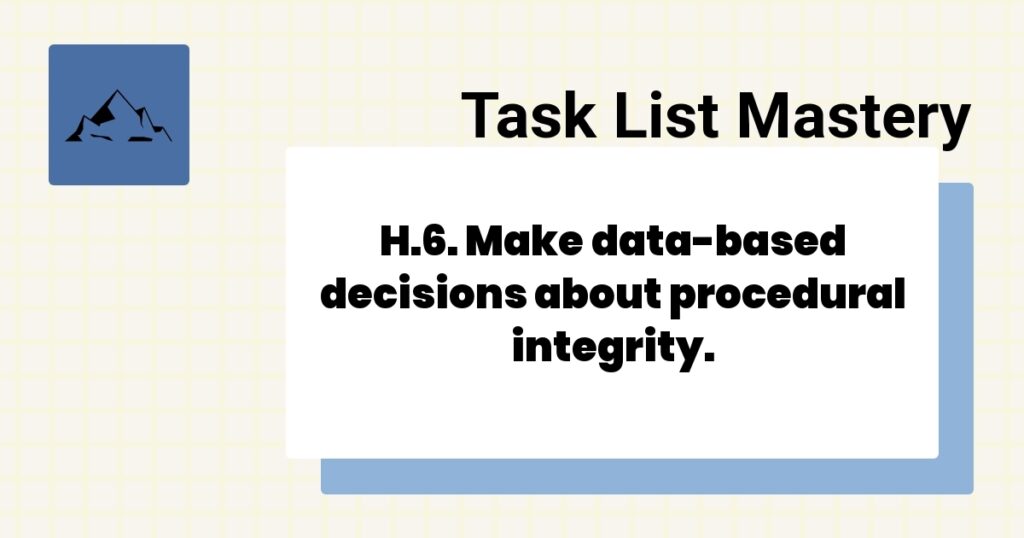 H.6. Make data-based decisions about procedural integrity. 2 H.6. Make data-based decisions about procedural integrity.-
