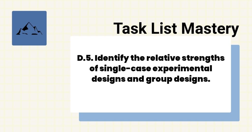D.5. Identify the relative strengths of single-case experimental designs and group designs.-